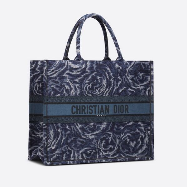 Сумка  Book Tote c вышивкой  Roses синего цвета, большая