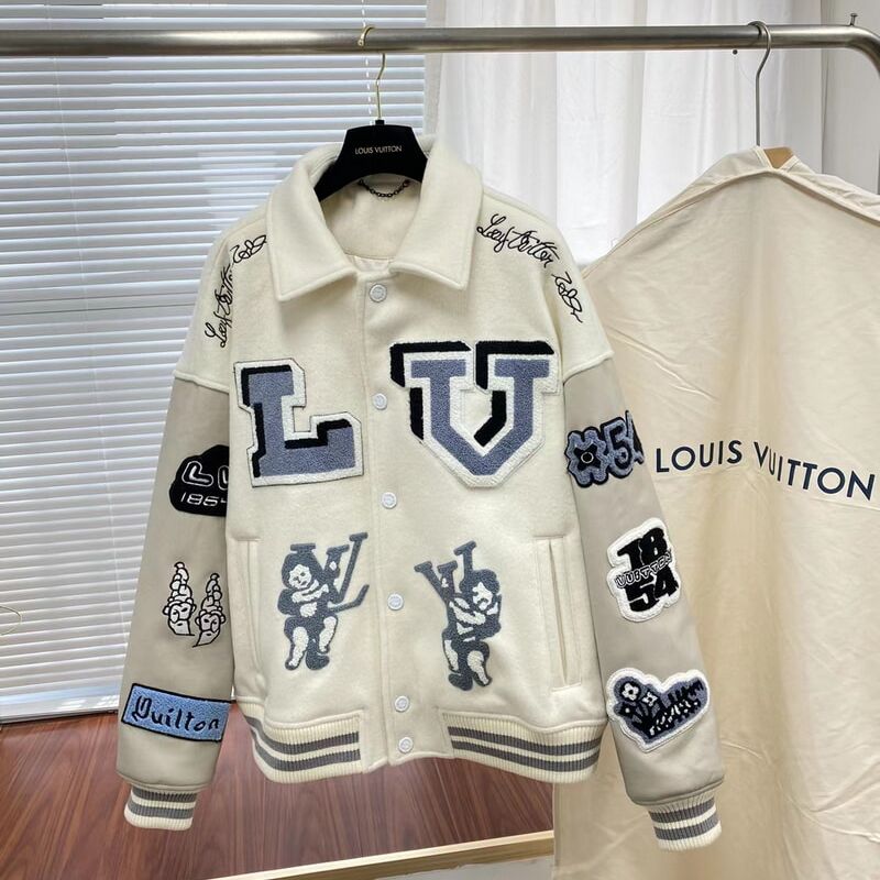 Куртка LV Varsity из шерсти с аппликациями