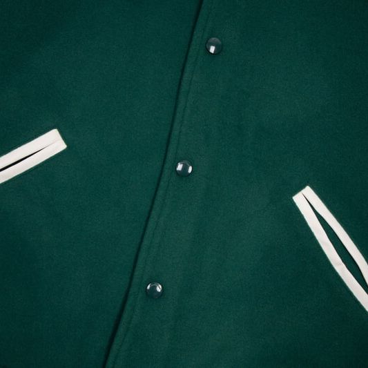 Куртка-бомбер Ив Сен Лоран с кожаными вставками, зеленая