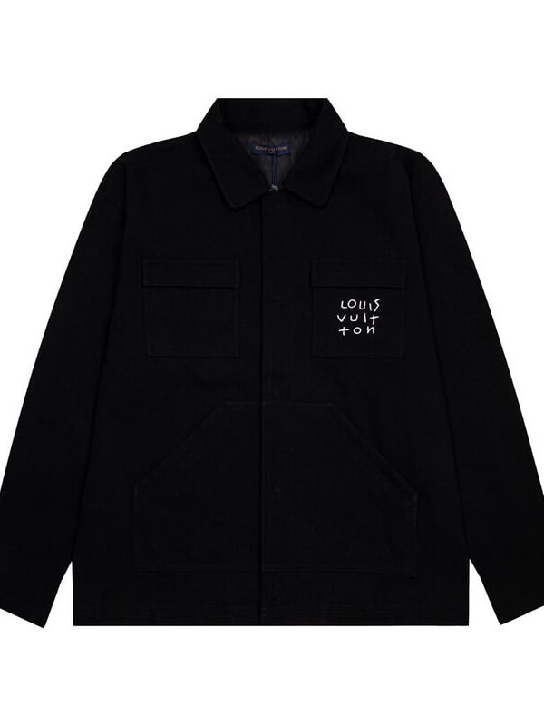 Черная джинсовая куртка LV с вышивкой