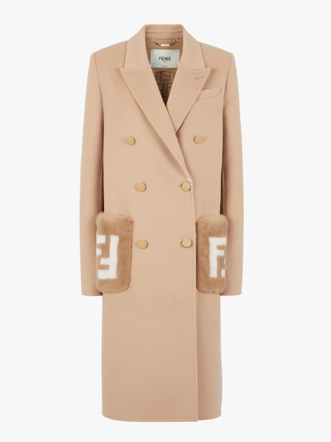 Шерстяное пальто Fendi с накладными карманами