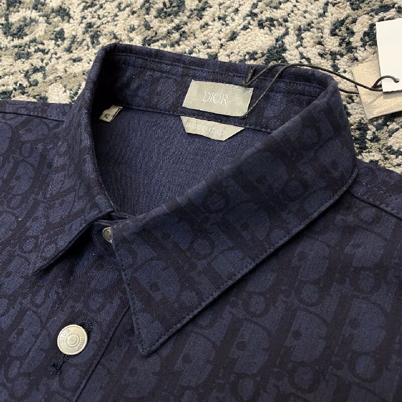 Рубашка  Oblique Kasuri, темно-синяя