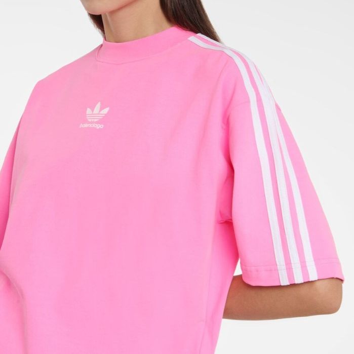Оверсайз футболка Adidas & Баленсиага, розовая