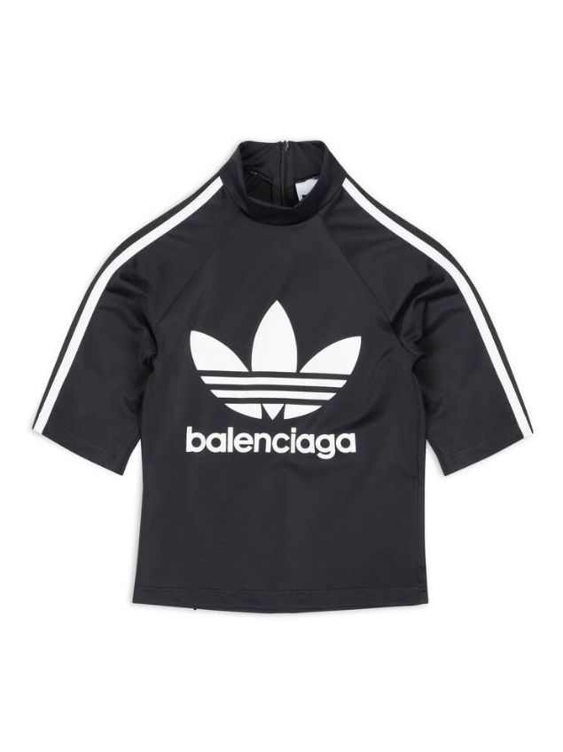 Спортивный топ Баленсиага & Adidas, черный с лого