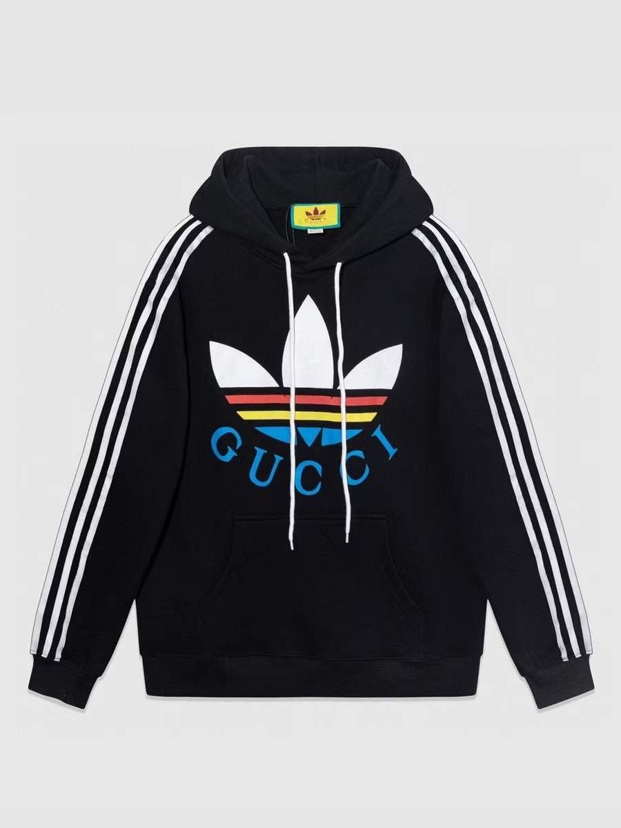 Худи Adidas & Гуччи, черное с цветным лого