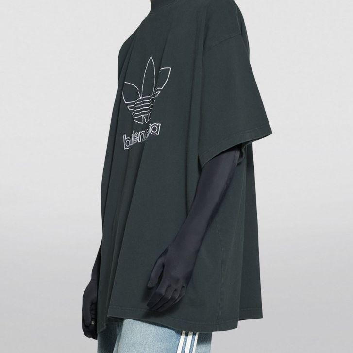 Оверсайз футболка Баленсига & Adidas, хаки