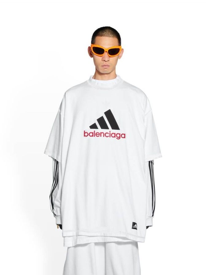 Оверсайз футболка Баленсиага & Adidas, белая