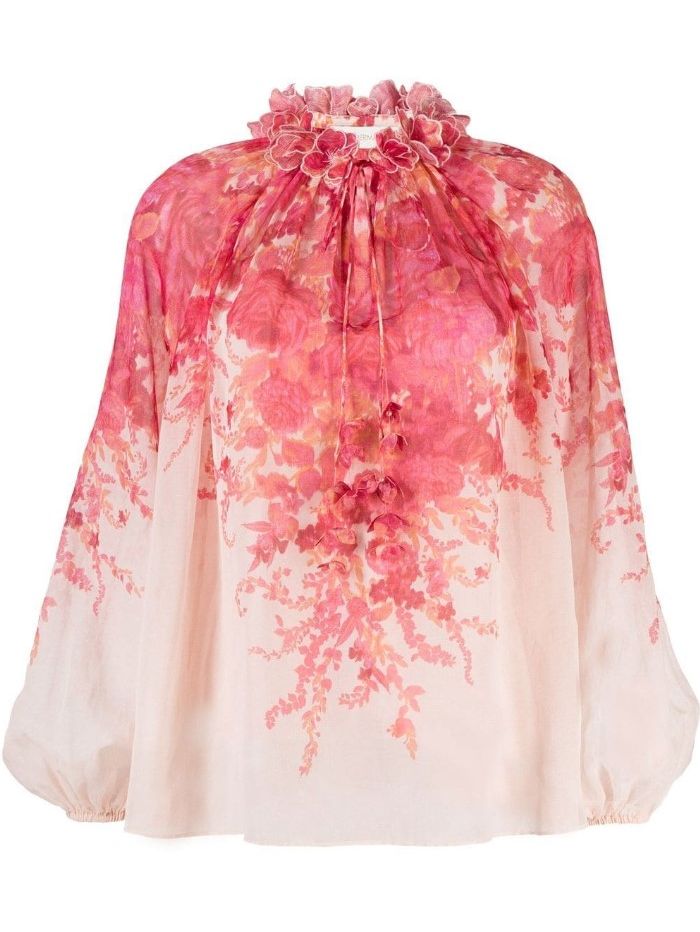 Блуза Zimmemann High Tide с розовым цветочным принтом
