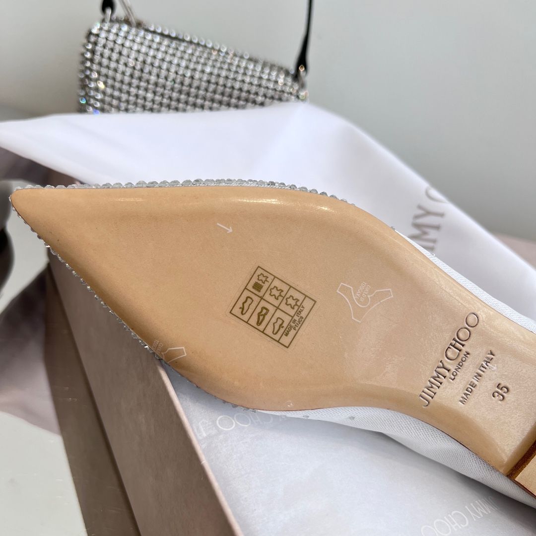 Балетки Jimmy Choo Love Flat из сетчатой ткани с кристаллами