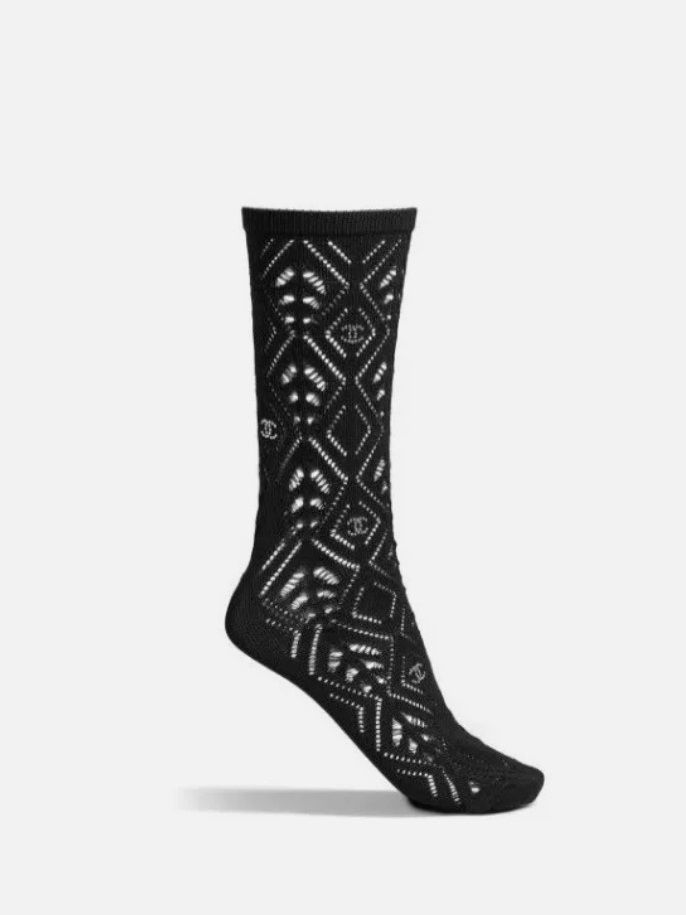 Шкарпетки Шанель з лого, чорні
