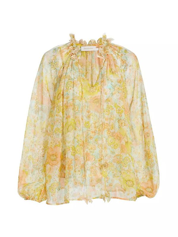Блуза з квітковим принтом, жовта