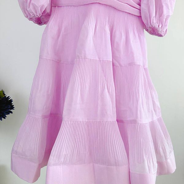 Сукня з об 'ємними рукавами, рожева