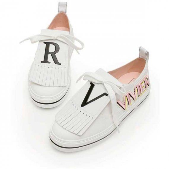 Сникеры Roger Vivier с патчами, белые