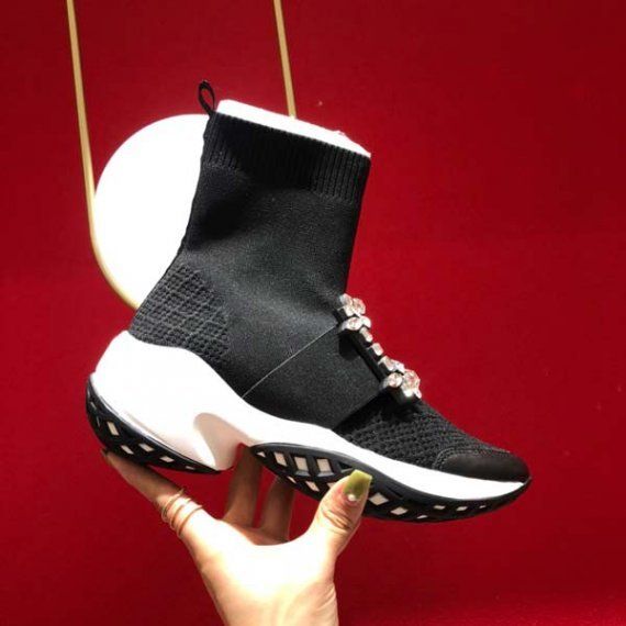 Кроссовки Roger Vivier со стрейчевой вставкой, чёрные
