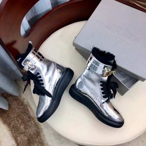Ботинки на меху Alexander McQueen, металлик