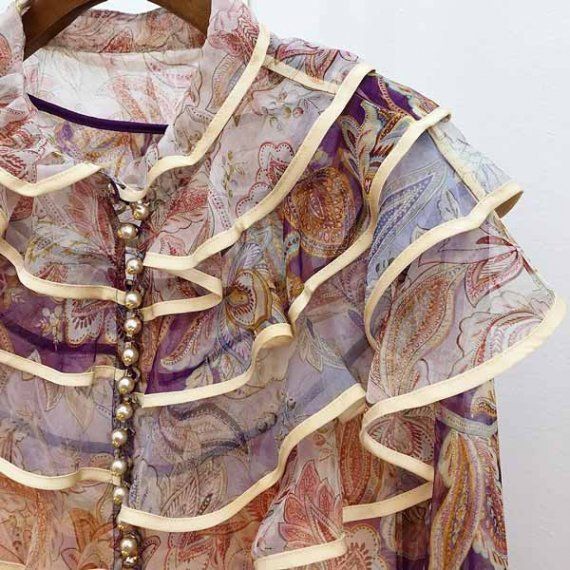 Шелковая блуза Zimmermann с воланами