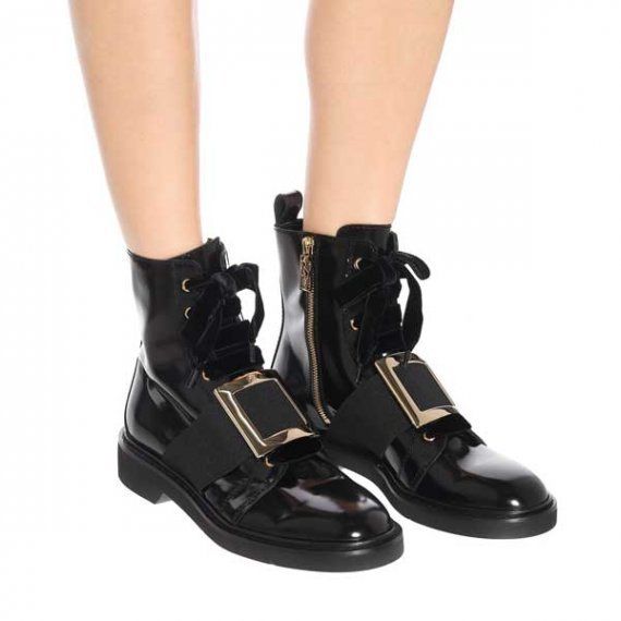 Лакированные ботинки Roger Vivier на шнуровке, с пряжкой