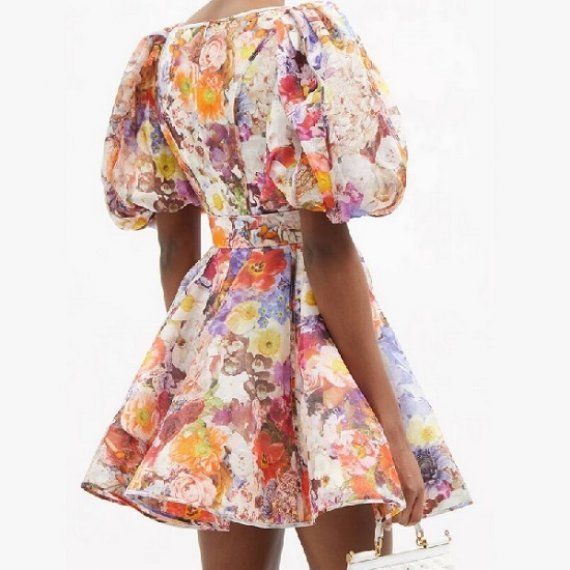 Мини-платье Zimmermann с цветочным принтом