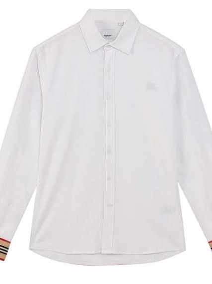 Рубашка Burberry c полосатыми манжетами, белая