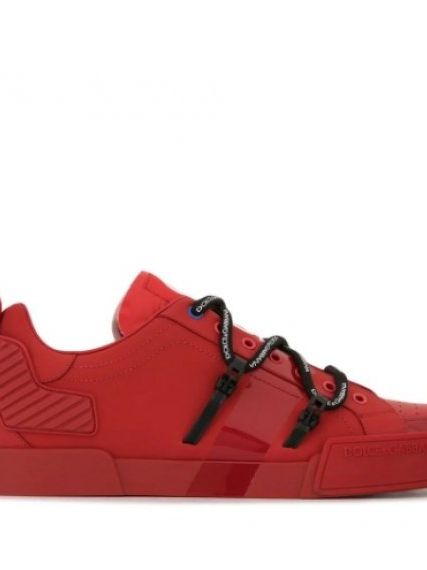 Кожаные кроссовки Portofino Дольче энд Габбана с декорированными шнурками, красные