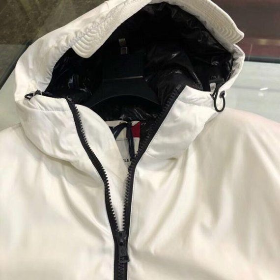 Мужская куртка-пуховик Off White&Moncler со светоотражающими полосками, белый