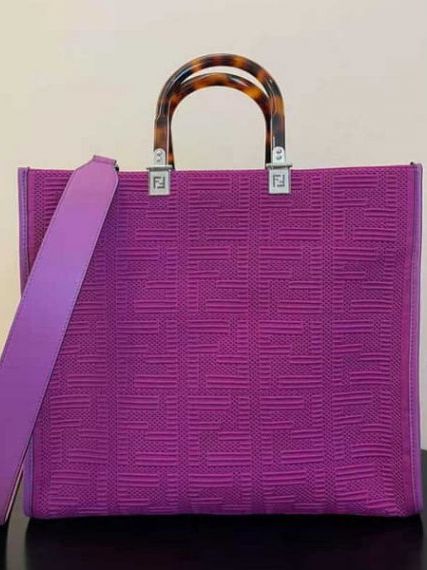 Большая сумка-тоут Fendi Sunshine с принтом FF, пурпурная