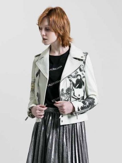 Кожаная куртка-косуха Christian Dior восточным с принтом