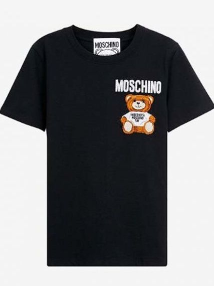 Футболка Moschino с вышивкой Teddy Bear, черная