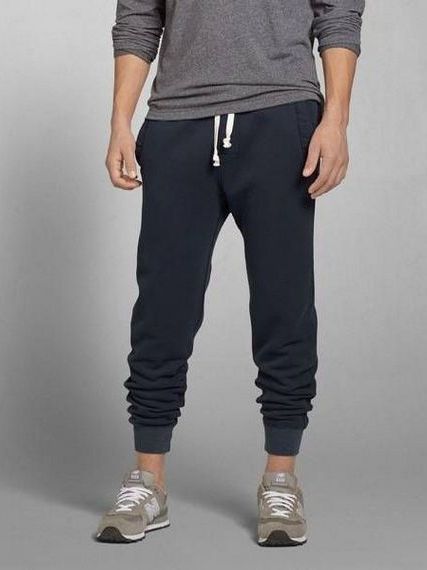Мужские спортивные штаны с манжетами ABERCROMBIE & FITCH темно-синие