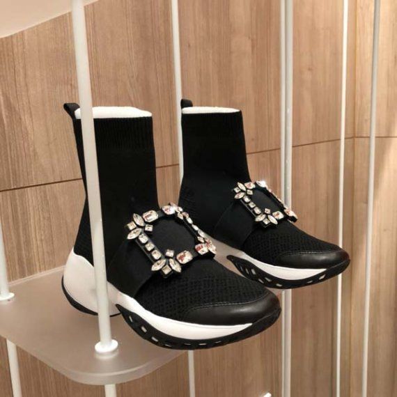 Кроссовки Roger Vivier со стрейчевой вставкой, чёрные