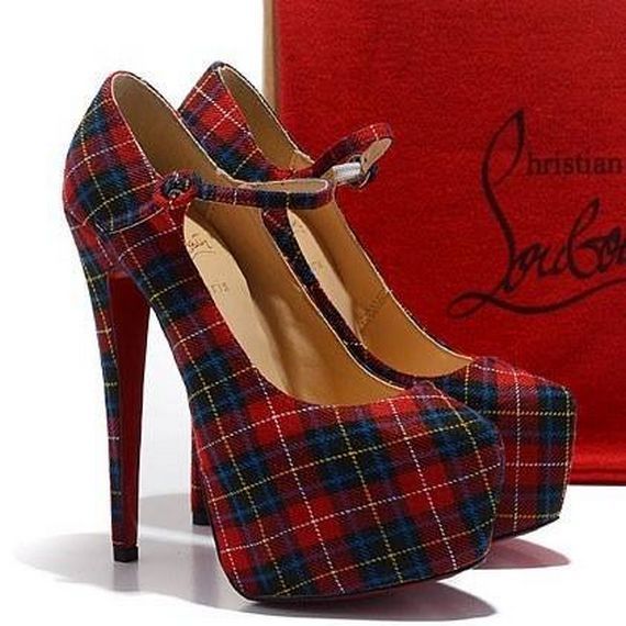 Модные туфли Christian Louboutin клетчатой расцветки