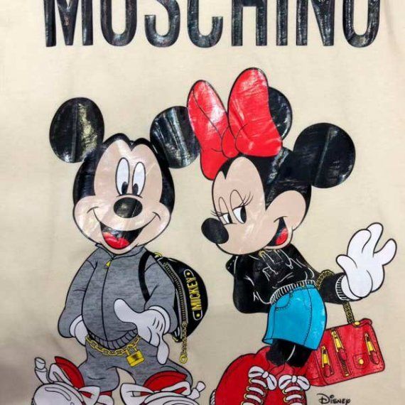 Футболка Moschino с принтом Disney, бежевая