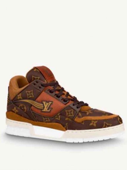 Кроссовки LV Trainer из канвы Monogram, коричневые