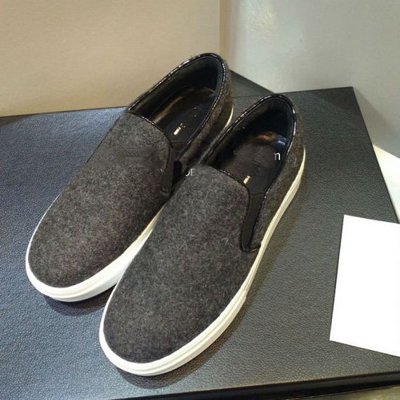 CELINE Wool Slip-On Sneakers Gray