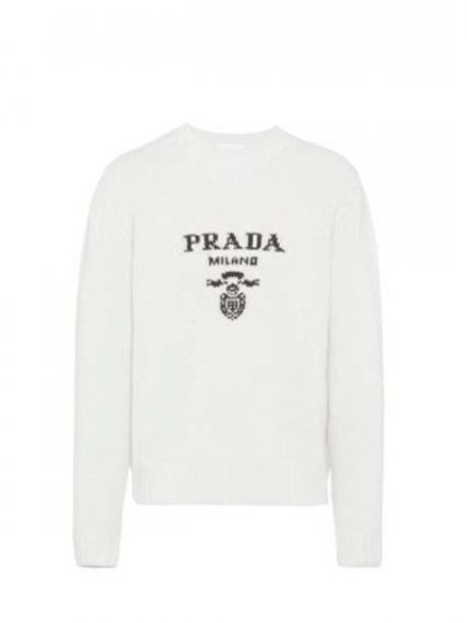 Шерстяной свитер Прада, белый