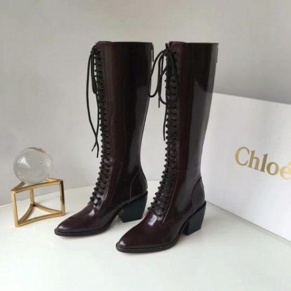 Высокие казаки Chloe на шнуровке, бордовые