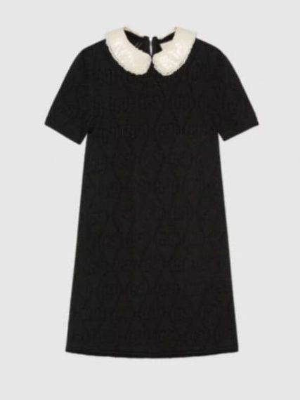Платье Гуччи с контрастным воротником, черное