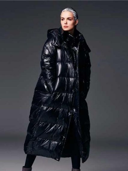 Виниловый пуховик-пальто черного цвета, модель оверсайз