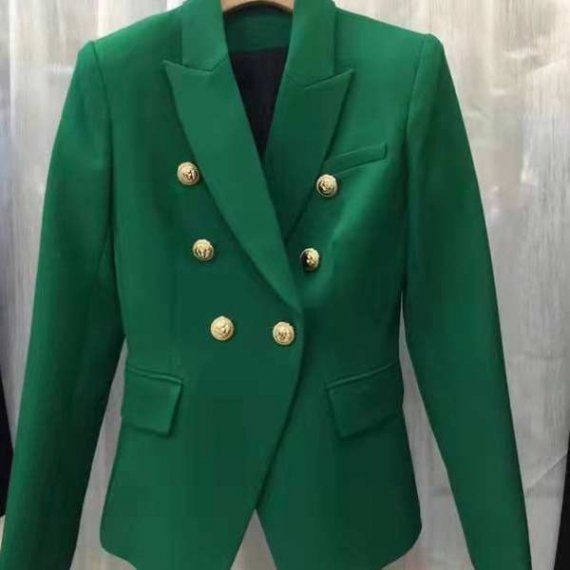 Двубортный пиджак Balmain, зеленый
