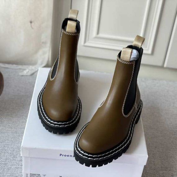 Ботинки-челси Proenza Schouler с контрастными резинками, коричневые