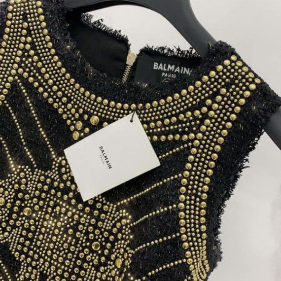 Твидовое платье Balmain с шипами