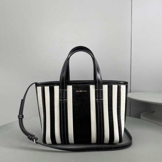 Маленькая сумка-шоппер Баленсиага Barbes East-West, черно-белая