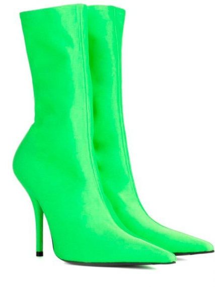 Остроносые сапоги-носки Баленсиага, зеленые