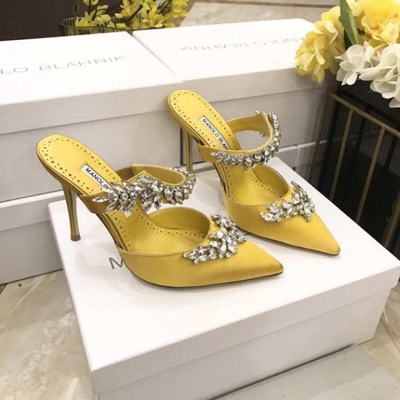 Мюли Manolo Blahnik Lurum из сатина, желтые