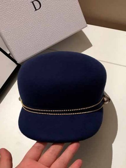 Фетровая кепка в стиле Гуччи, синяя
