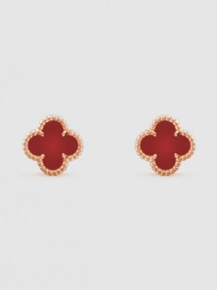 Серьги-пуссеты Van Cleef and Arpels Alhambra, красные