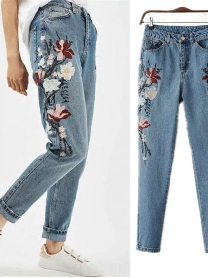 Модные джинсы TOP SHOP с вышивкой-тренд 2017