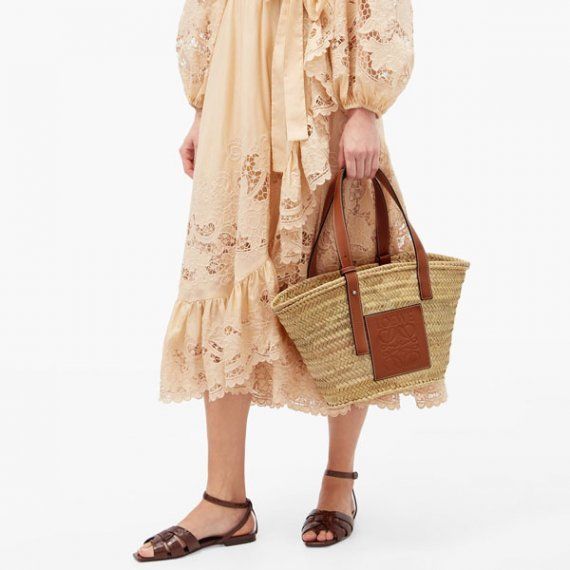 Плетеная сумка-корзина LOEWE среднего размера