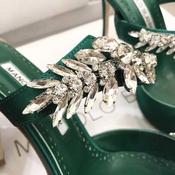 Мюли Manolo Blahnik Lurum из сатина, зеленые