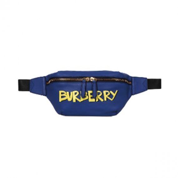 Поясная сумка Burberry с принтом граффити, синяя